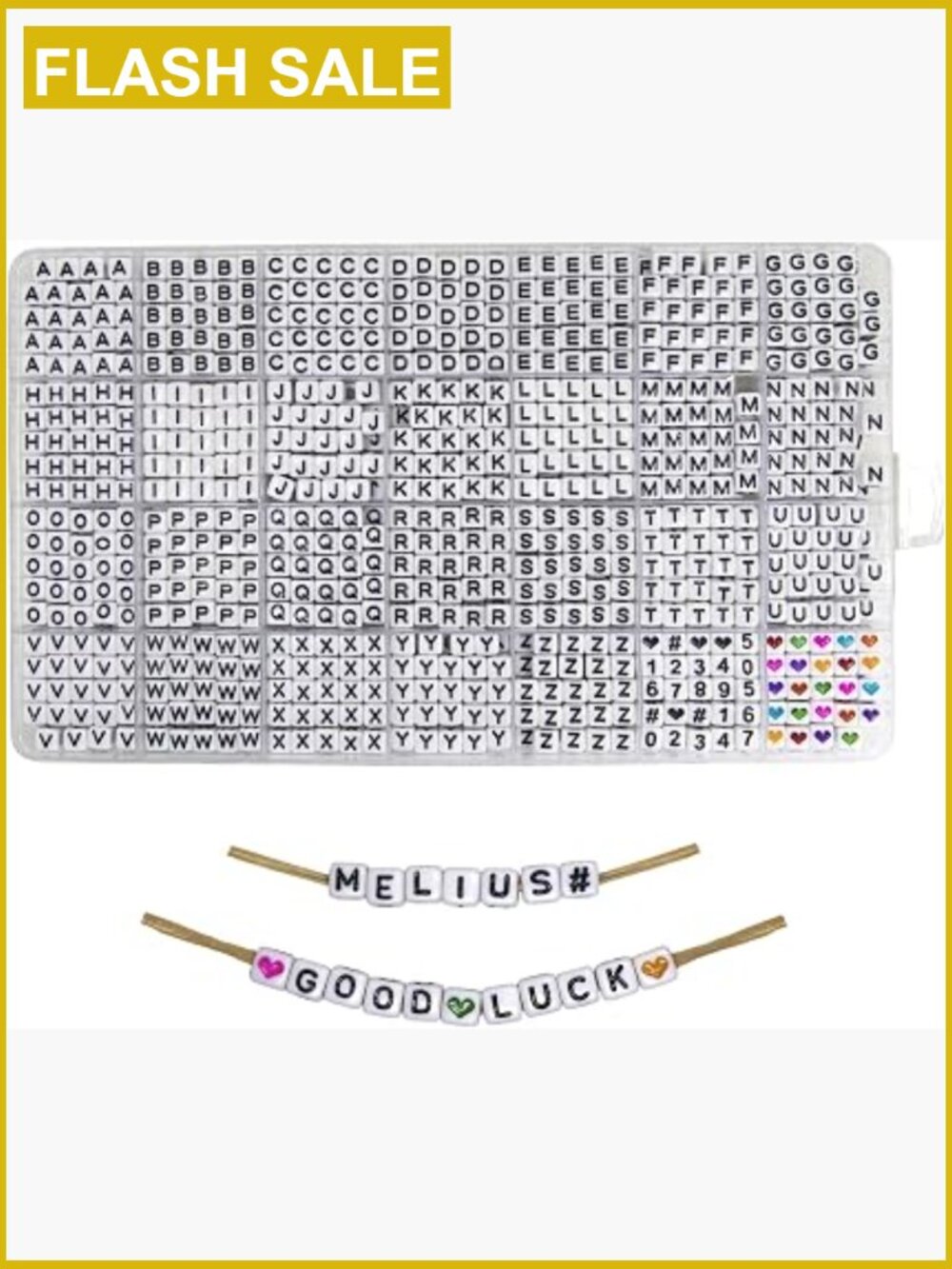 1120 Acrylic Square Letter Beads 6x6mm in Alphabetical Order with Numbers